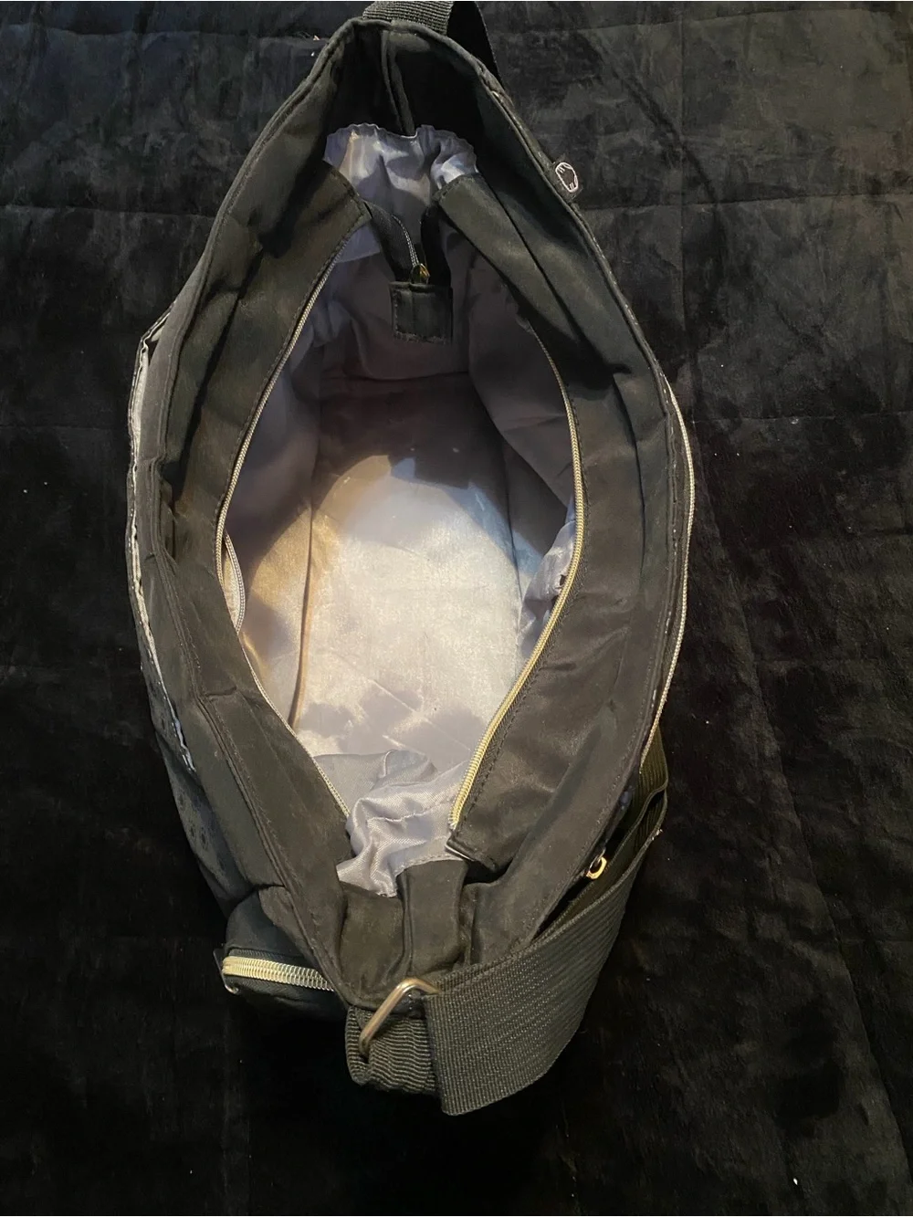 Fisher-Price Black Shoulder Baby Bag with Gold Trim